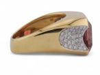 Vintage Rubellite And Diamond Cocktail Ring In 18kt Yellow Gold