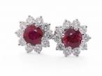 Ruby and Diamond Cluster Earrings