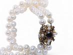 Double Row Pearl Necklace with Garnet and Pearl Clasp