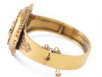 Victorian Emerald Set Irish Harp Bangle in 15kt Yellow Gold
