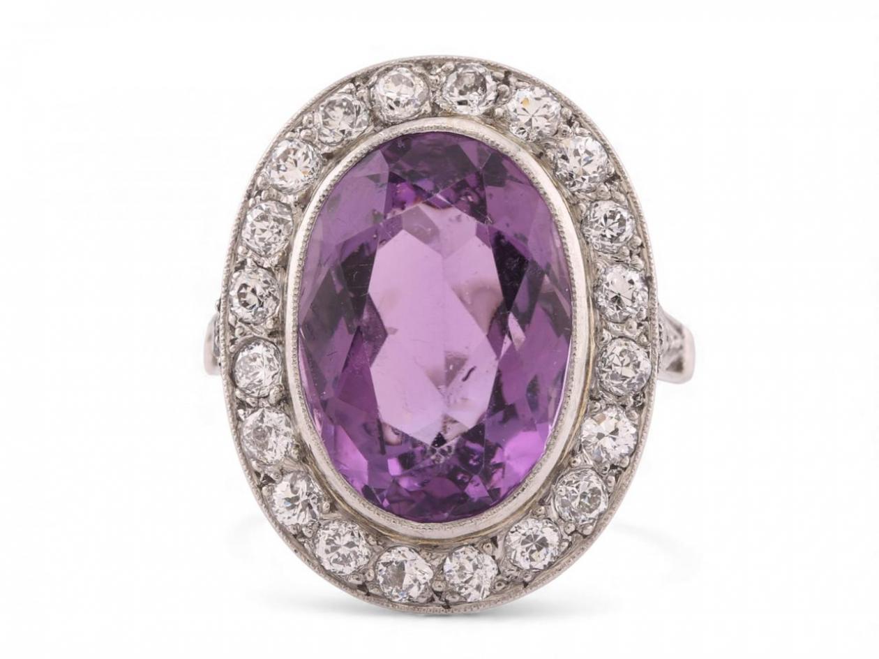 Amethyst and Diamond Cluster Ring