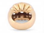 French 1950s Diamond Set Bombe Ring in Fluted 18kt Yellow Gold And Platinum