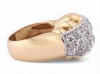 French 1950s Diamond Set Bombe Ring in Fluted 18kt Yellow Gold And Platinum