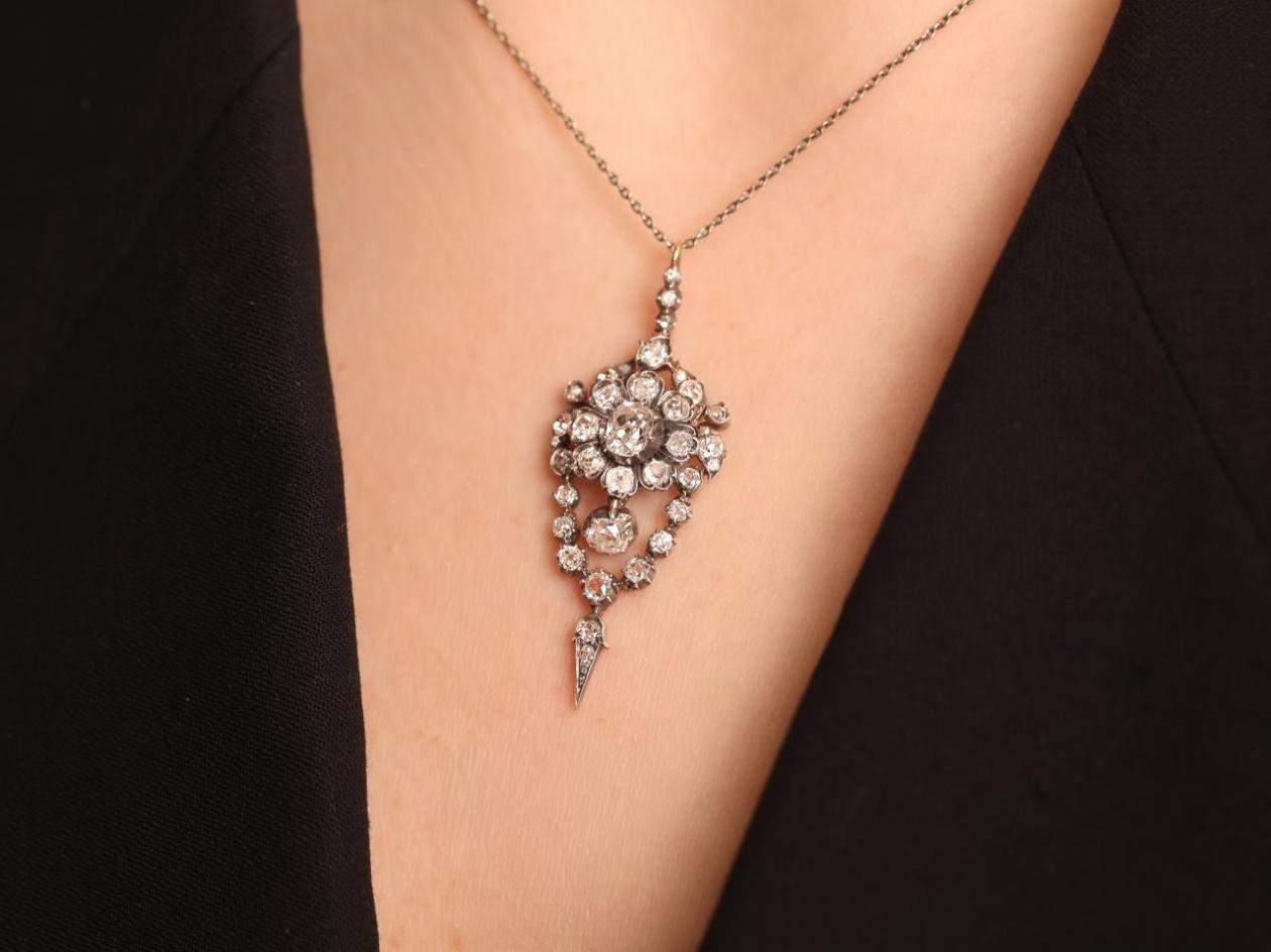 Antique Diamond Pendant Necklace