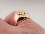 Vintage French Fleur De Lis Oval Signet Ring In 18kt Yellow Gold