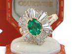 Vintage Ballerina Emerald And Diamond Cocktail Ring In Yellow Gold