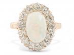 Antique Opal and Diamond Cluster Ring in 18kt Gold