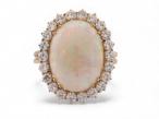 Opal and diamond cluster ring