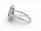 Art Deco Green Tourmaline and Diamond Cluster Ring in Platinum