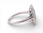 Art Deco Green Tourmaline and Diamond Cluster Ring in Platinum
