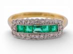 Art Deco 18ct Gold Emerald and Diamond Ring