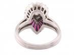 Oscar Heyman Platinum Pear Diamond and Ruby Ballerina Ring