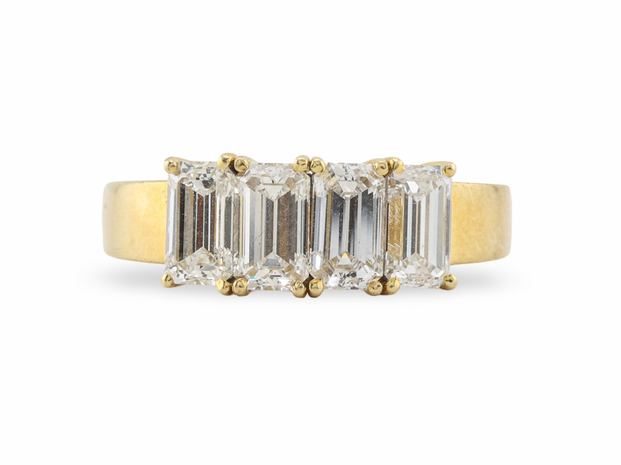 18ct Gold Five Stone Emerald Cut Diamond Ring