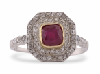 Ruby and diamond cluster