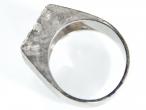 Vintage 18kt white gold chunky square diamond cluster signet ring
