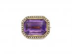 Victorian Amethyst & Seed Pearl Brooch in Yellow Gold
