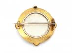 Etruscan Revival Garnet & Pearl Locket Brooch in Yellow Gold