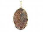 Double sided dyed pink banded agate and ammonite pendant