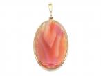 Double sided dyed pink banded agate and ammonite pendant