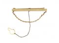 Vintage 9kt yellow gold frosted tie slide with safety chain