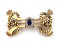 18kt yellow gold, sapphire and diamond retro rope brooch