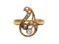 Antique Seed Pearl & Aquamarine Treble Clef Ring