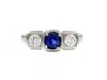 Art Deco style sapphire and diamond three stone ring