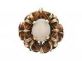 Retro woven gold and precious opal dress ring in 14kt yellow gold