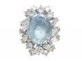 Vintage Cabochon Aquamarine & Diamond Fancy Cluster Ring