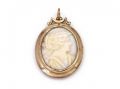 Vintage hardstone cameo and open locket pendant in 9kt gold