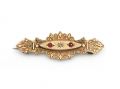 Antique 9kt yellow gold diamond and ruby plaque brooch
