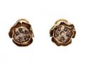 Retro Pansy Diamond & Sapphire Cluster Earrings in 9kt Yellow Gold
