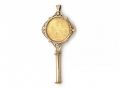 Antique Yellow Gold Key Wind & Half Sovereign Coin Pendant