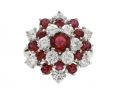 Vintage Oscar Heyman Bros. ruby and diamond fancy cluster ring