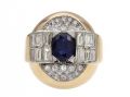 1940s Sapphire & Diamond Tank Ring in 18kt Gold