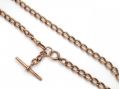 antique Albert chain, gold chain, curb link chain with T-bar