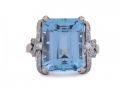 1950s aquamarine and diamond cocktail ring in 14kt yellow gold and platinum – Matthew Weldon