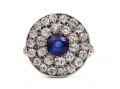 Edwardian sapphire and diamond double row circular cluster ring