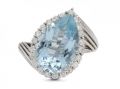 Vintage 8.00ct pear shape aquamarine and diamond cluster ring