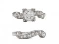 1950s solitaire diamond ring and wedding ring bridal set