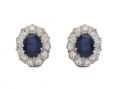 Vintage sapphire and diamond oval coronet cluster earrings