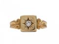 Antique diamond square plaque gypsy ring in 15kt yellow gold