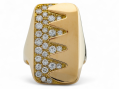 Vintage elongated diamond set shield ring in 18kt yellow gold – Courtville Antiques