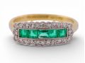 Art Deco 18ct Gold Emerald and Diamond Ring
