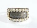 Late Georgian Natural Pearl & Hair Memorial Ring in Gold