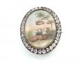 French Georgian love birds brooch in silver