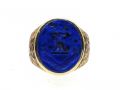 Vintage 'If I Can' Lapis Lazuli Intaglio Signet Ring in Yellow Gold