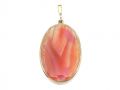 Double sided dyed pink banded agate and ammonite pendant