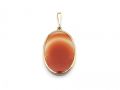 Vintage oval double sided banded agate pendant in yellow gold