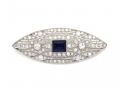 Art Deco square sapphire and diamond navette brooch